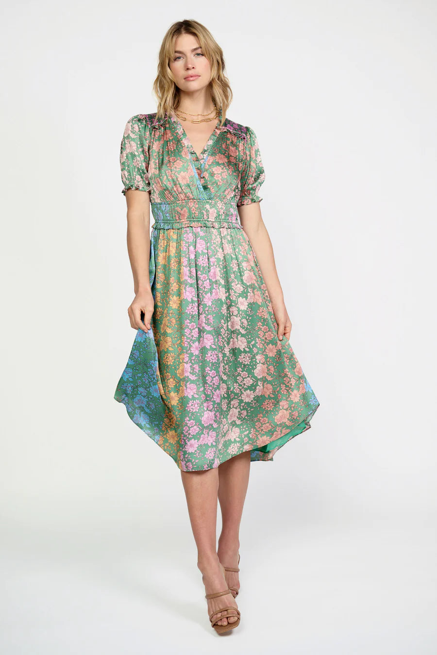 Gradient Floral Surplice Midi Dress Lily Sophia Boutique