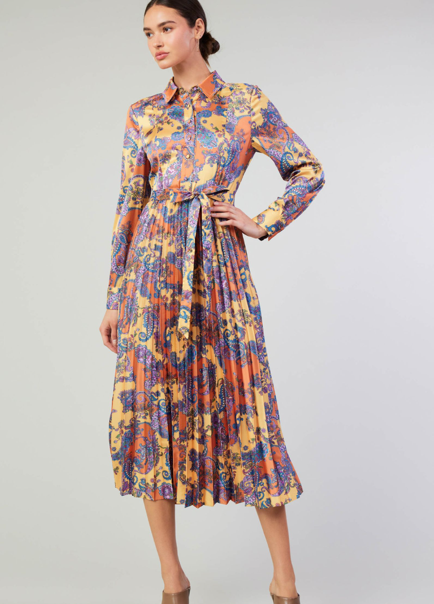 Paisley Pleated Dress
