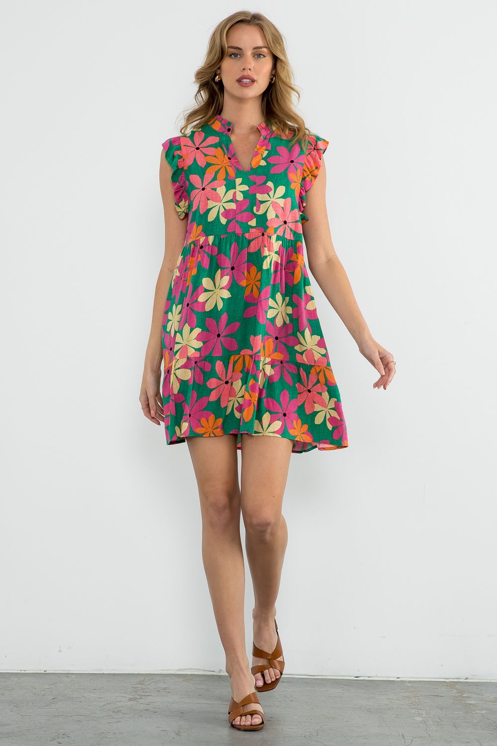 Green Floral print dress