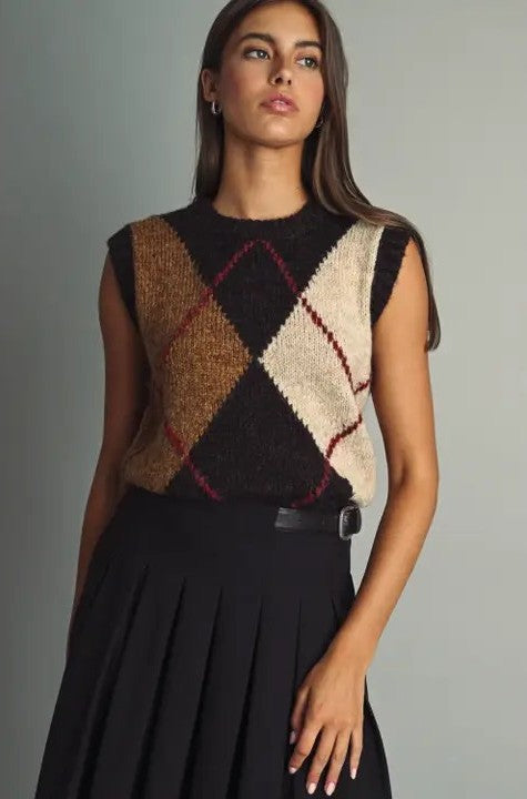 Color Block Argyle Sweater