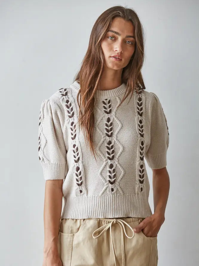Contrast stitch pullover
