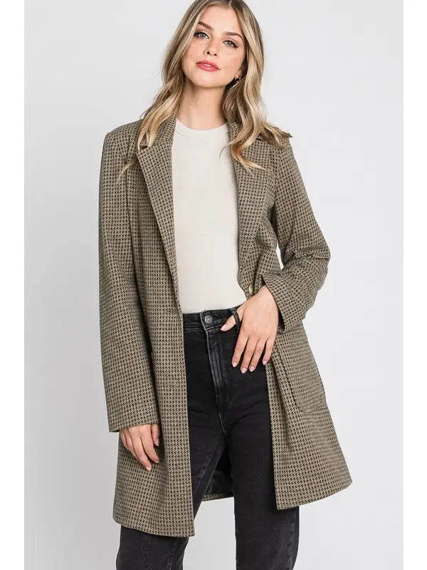 Houndstooth Check Coat