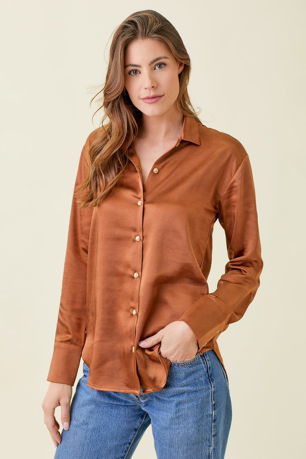 BUTTON DOWN SILKY SHIRT