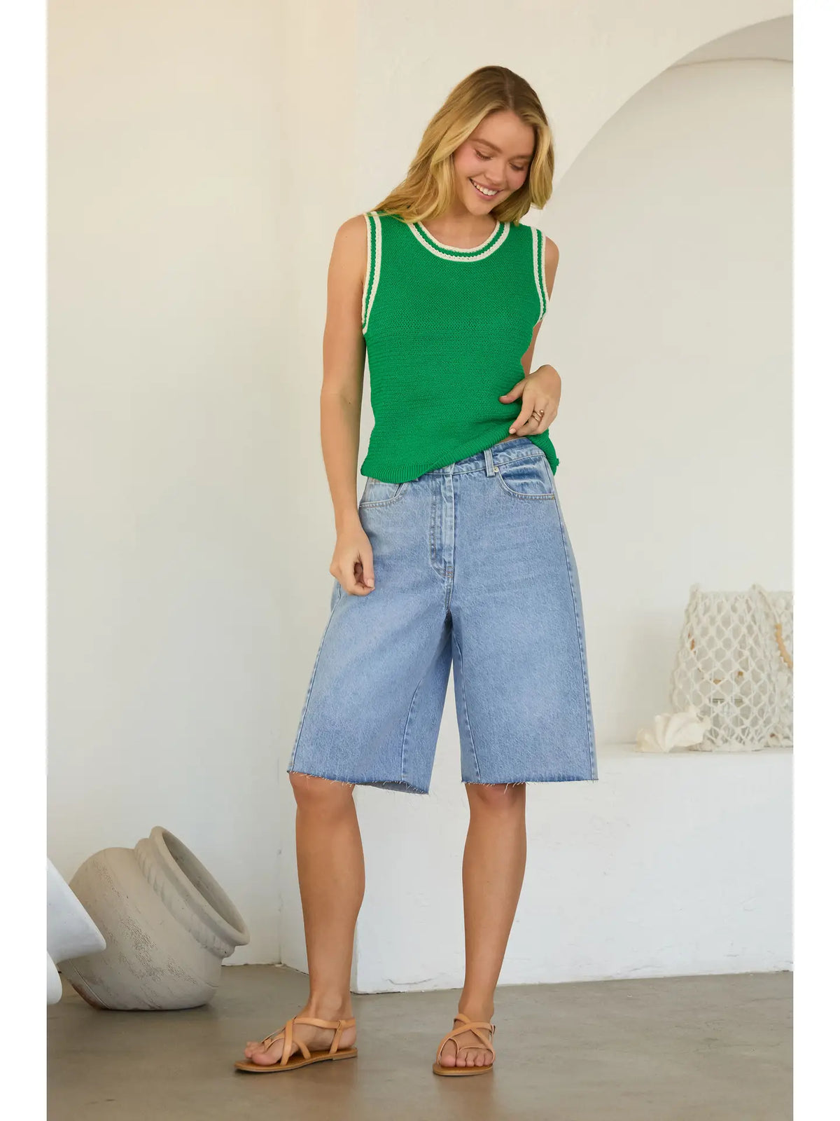 Striped Crochet Trim Sweater